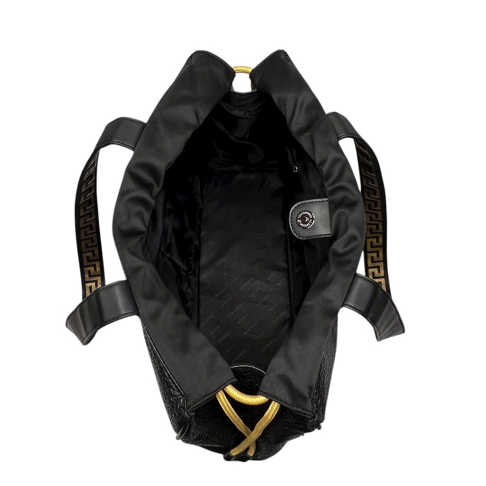 Versace PARFUMS Tote Bag Faux Leather Holdall Weekender Black & Gold Medusa - Picture 8 of 16